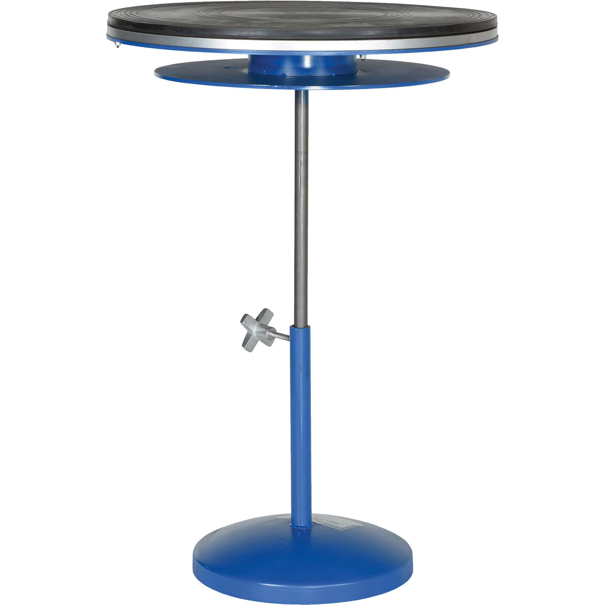 Vestil Heavy-Duty Manual Turntable with Pedestal - 24in. dia., 24in.-35in.H, Double Tier, 300-Lb. Capacity, Model# TT-N-24-DPED